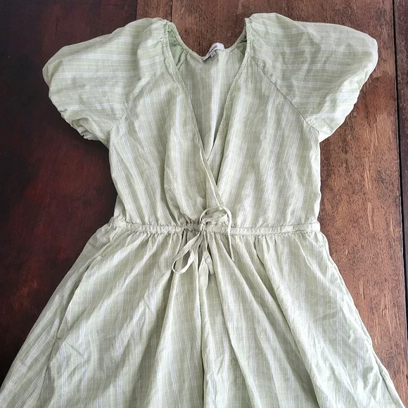 Madewell Plaid Tie Waist Puff Sleeve Midi Dress - Picture 1 of 7